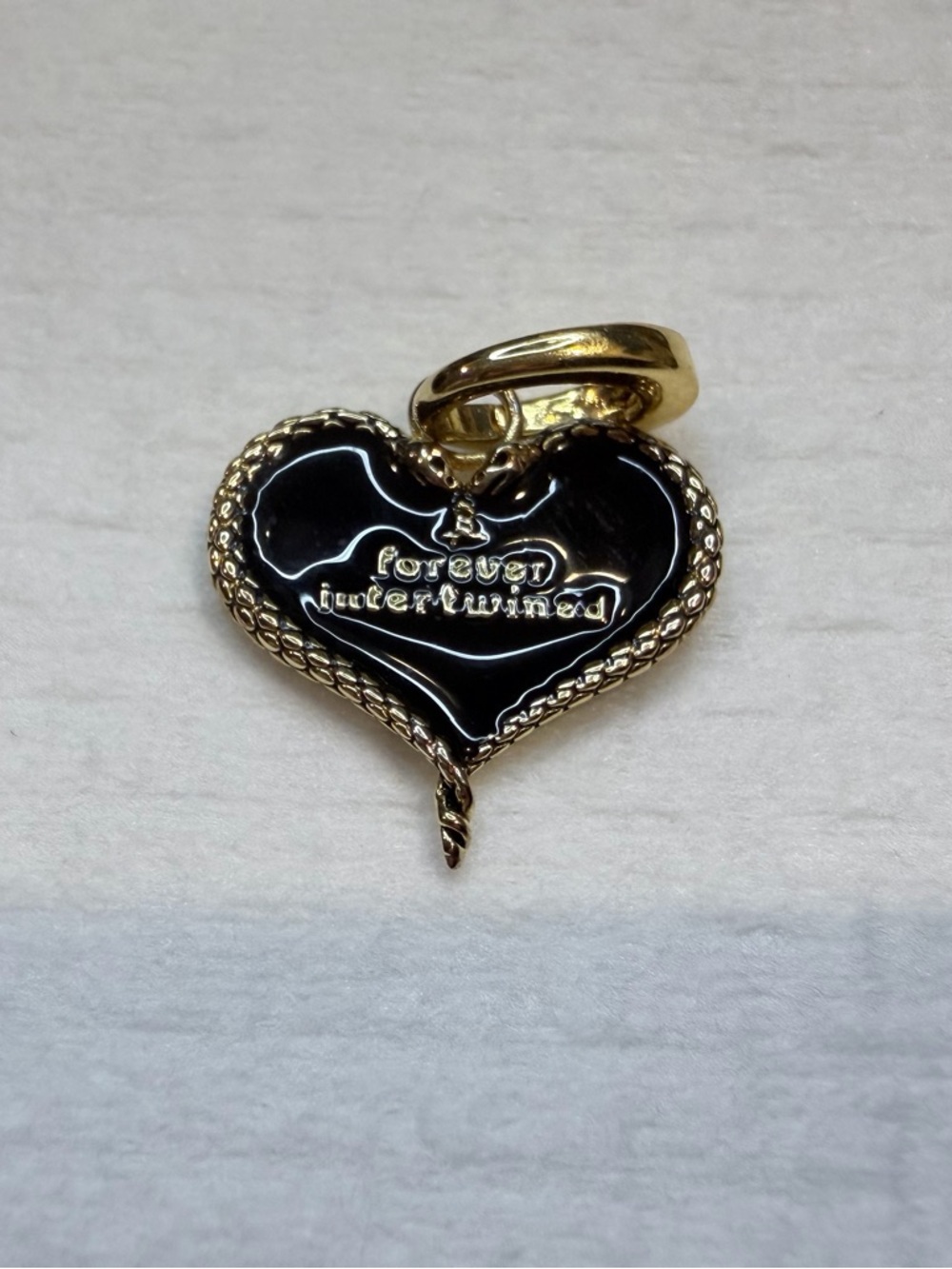 Gold-Tone Black Heart Pendant Charm - Picture 3 of 3